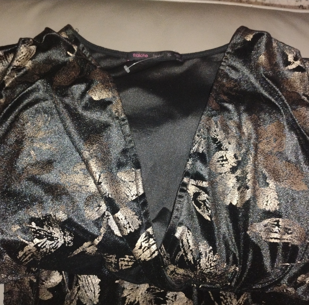 Fraiche by J. Floral Print Velvet Faux Wrap Minidress, Sz XL - Picture 7 of 14